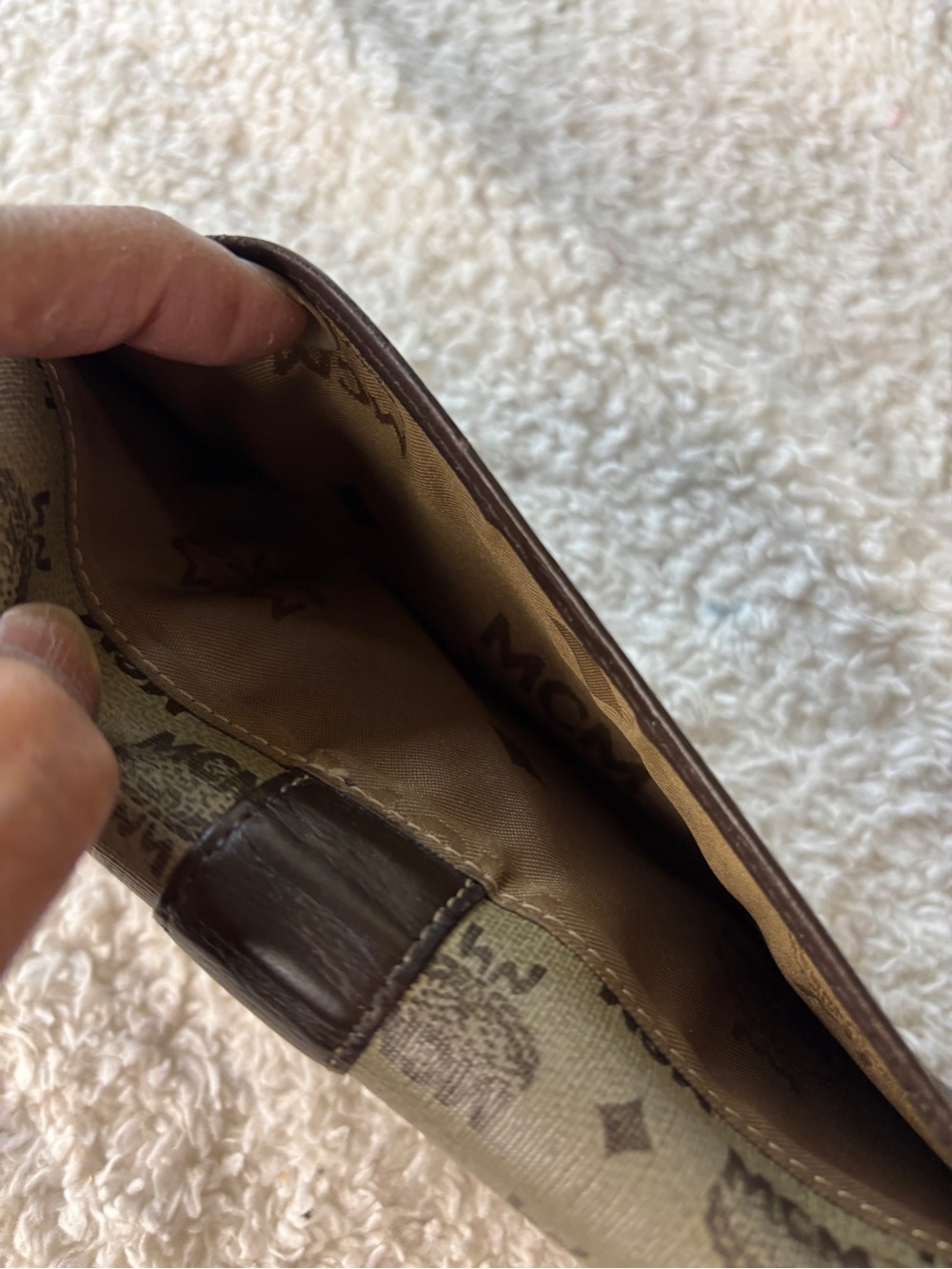 MCM Brown Cognac Logo Fold Wallet with Gold Plate - Picture 7 of 15
